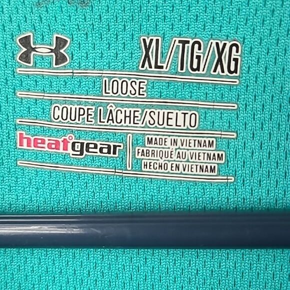 Men's XL UA Tech Polo Turquoise Performance Shirt HeatGear Golf Work Uniform Top - Picture 7 of 9